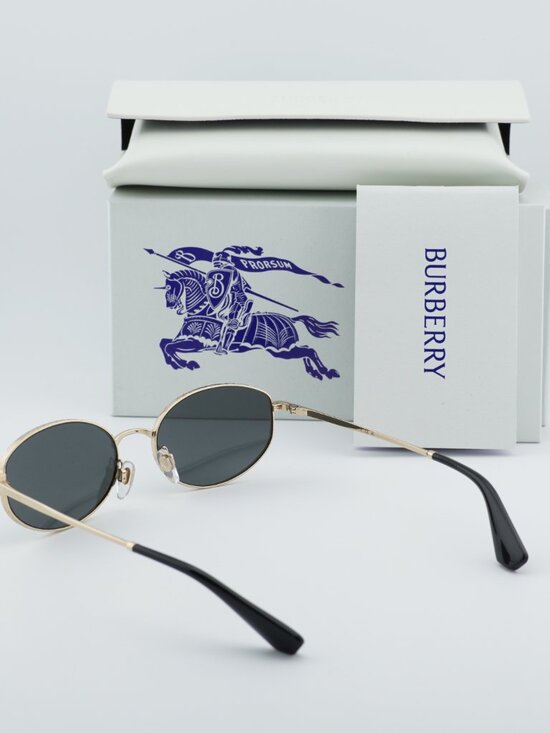 Burberry BE3169 110987 Oval Sunglasses - Gold/Grey main image 9